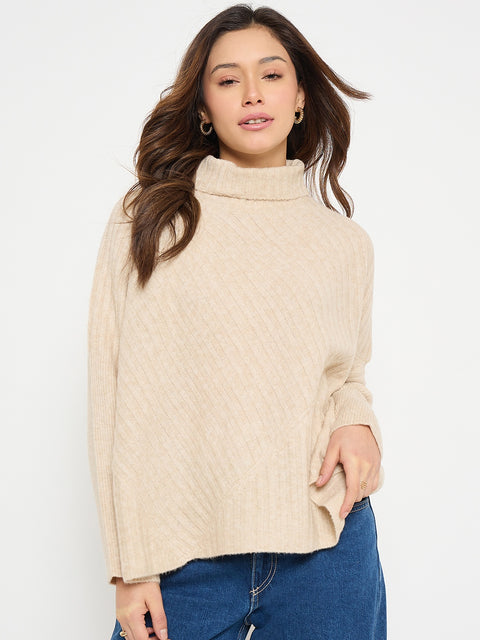 madame Mock Neck Fit and Flare Sweater