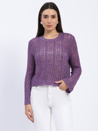 Madame Vibrant Purple Open-Knit Top