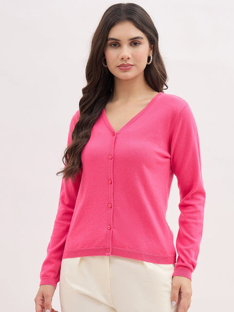 Madame V Neck Pink Cardigan