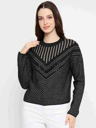 Madame Self Design Black Sweater