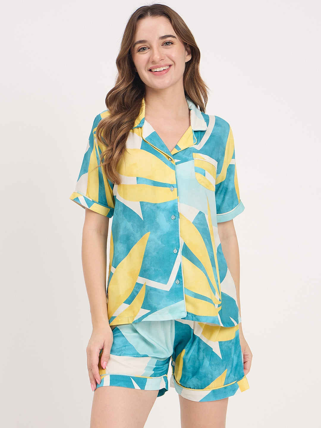 mSECRET Blue Multicolour Rayon NightSuit color swatch