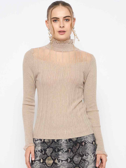 Madame Semi Sheer Fawn Knitted Top