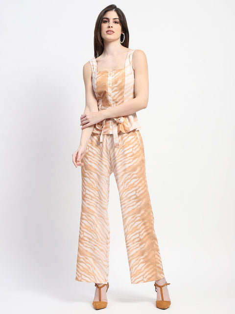 Madame Zebra Print Tan Co-ord Set