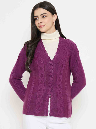 Madame Cable Knit Plum Cardigan