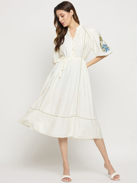 Madame Off White Viscose Blend Dress
