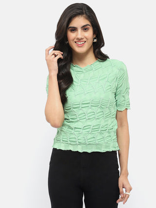 Madame Lettuce Hem Green Crinkled Top