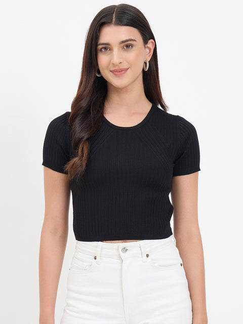 Madame Black Knitted Crop Top