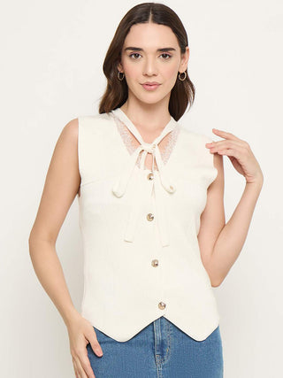 Madame Beige Button Down Knit Top