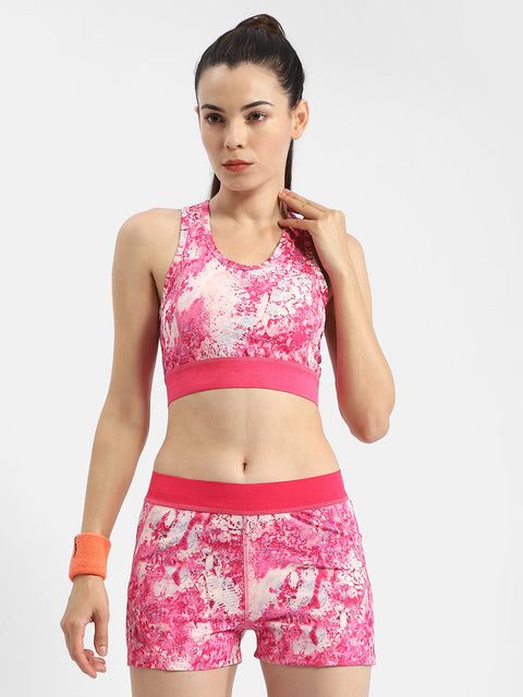 Madame Abstract Print Hot Pink Support Back Active Wear Top