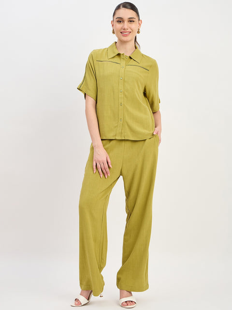 Madame Olive Rayon Linen Short Sleeve Co-ord Set