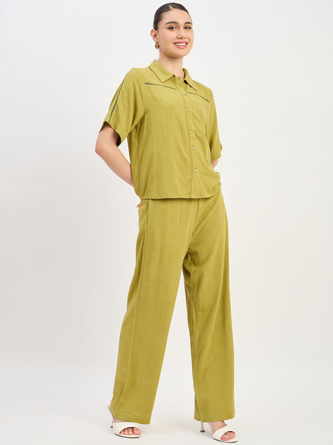 Madame Olive Rayon Linen Short Sleeve Co-ord Set
