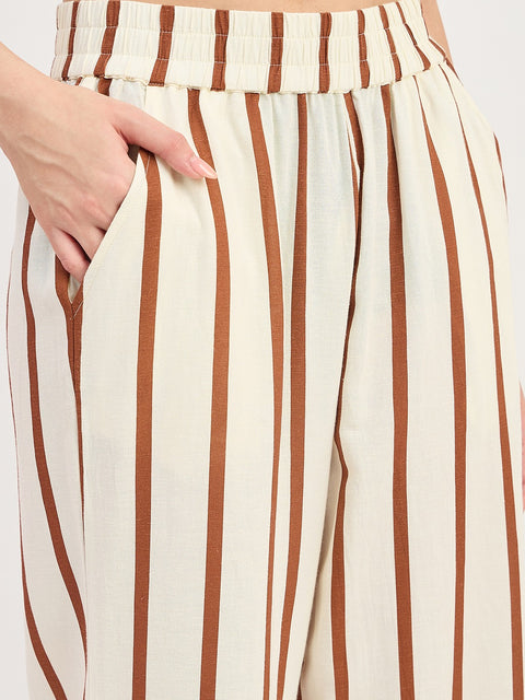 Madame Brown Viscose Collared Full Sleeve Co-ord Set