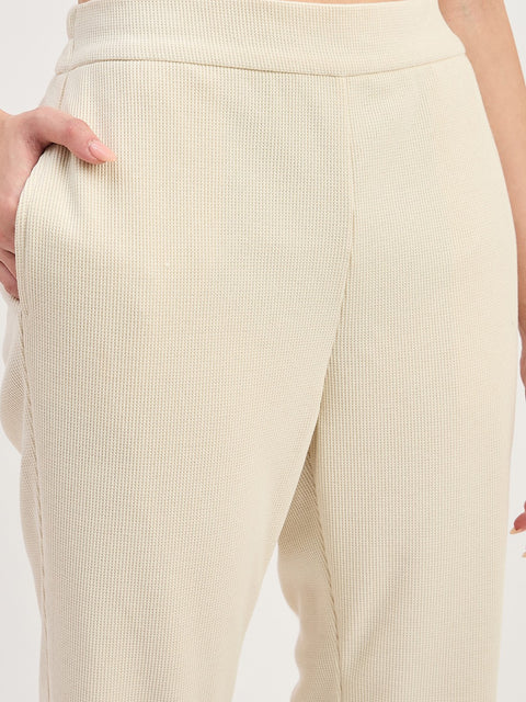 Madame Off White Straight Fit Ankle Trousers