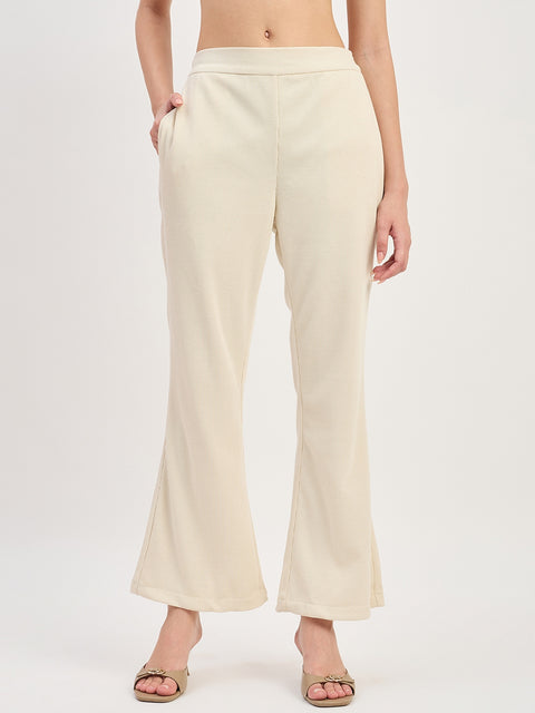 Madame Off White Straight Fit Ankle Trousers
