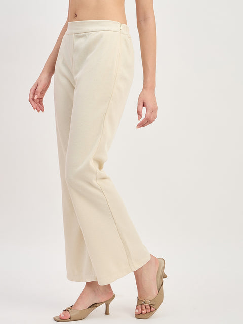 Madame Off White Straight Fit Ankle Trousers