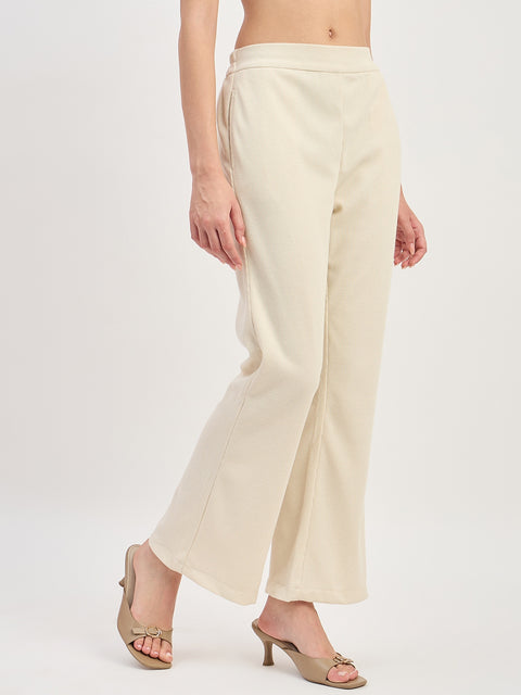 Madame Off White Straight Fit Ankle Trousers