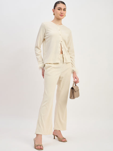 Madame Off White Straight Fit Ankle Trousers