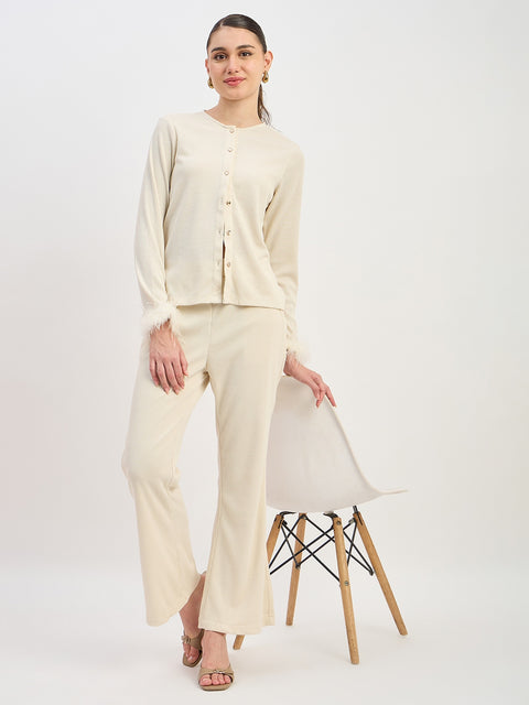 Madame Off White Straight Fit Ankle Trousers