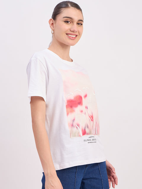 Madame White Floral Graphic T-Shirt