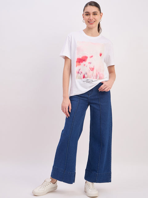 Madame White Floral Graphic T-Shirt