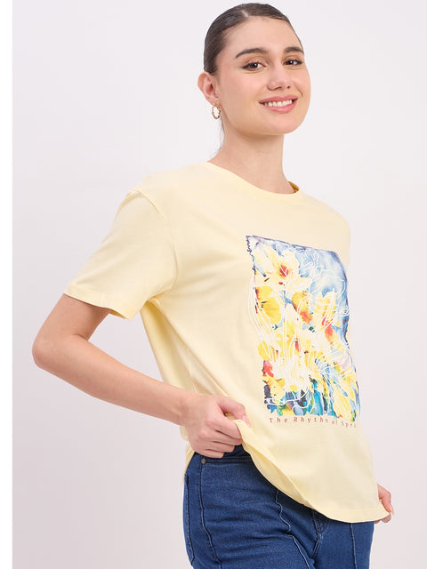 Madame Yellow Graphic Print Cotton T-shirt