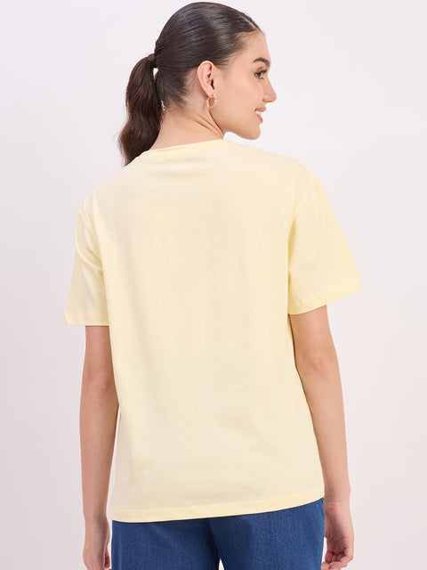 Madame Yellow Graphic Print Cotton T-shirt