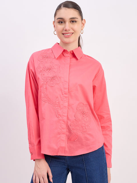 Madame Coral Embroidered Cotton Full Sleeve Shirt