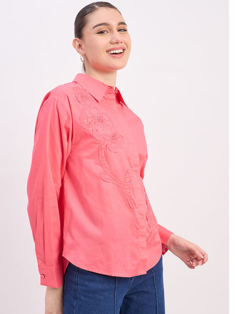 Madame Coral Embroidered Cotton Full Sleeve Shirt