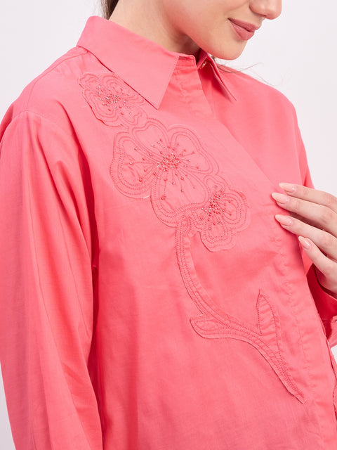 Madame Coral Embroidered Cotton Full Sleeve Shirt