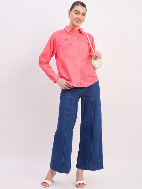 Madame Coral Embroidered Cotton Full Sleeve Shirt