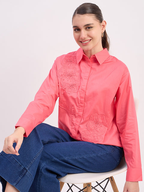 Madame Coral Embroidered Cotton Full Sleeve Shirt