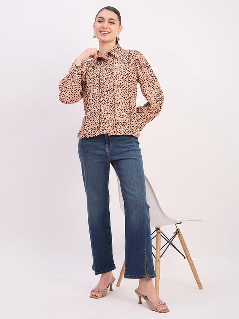 Madame Steel Blue BCI Cotton Whiskered Straight Fit Cropped Jeans