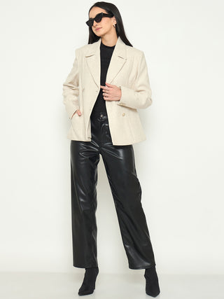 Madame Notch Lapel Beige Coat