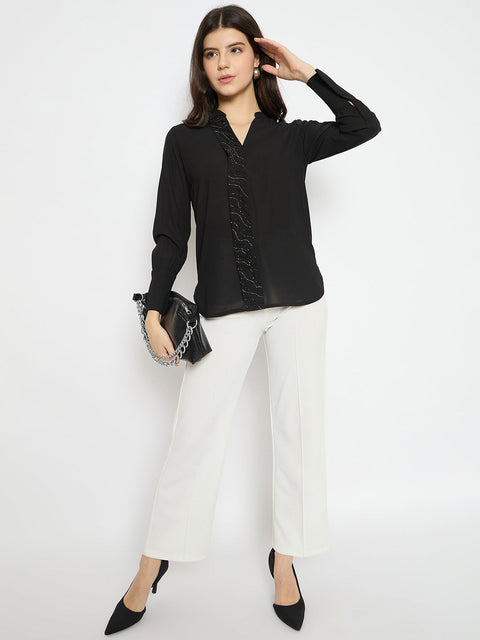 Madame Solid Black Shirt