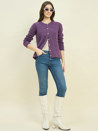 Madame Purple Cardigan with Buttons