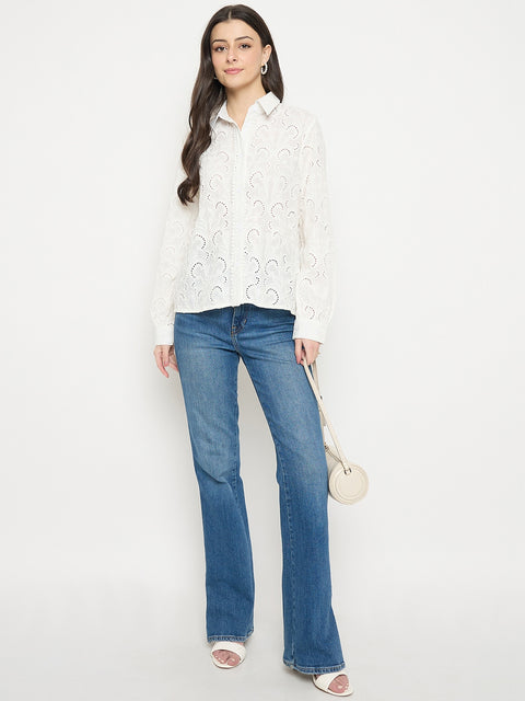 Madame White Cotton Poplin Shirt