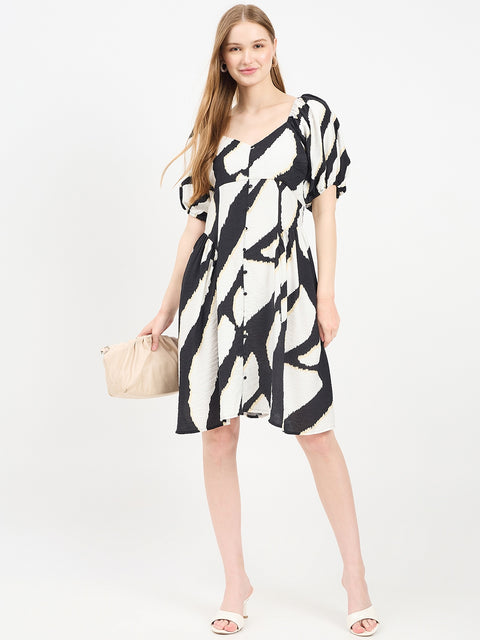 Madame Abstract Print Rayon Blend Midi Dress
