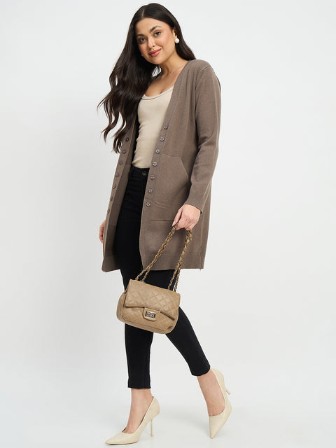Madame Brown Knit Long Shrug
