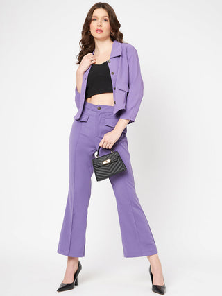 Madame Flat Collar Solid Lilac Blazer