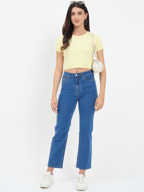 Madame Pastel Yellow Knitted Crop Top