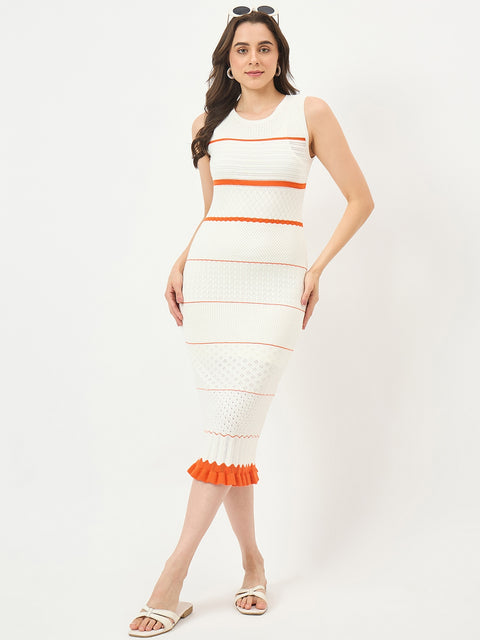 Madame White Viscose-Blend Knit Dress
