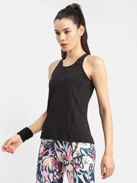 Madame Solid Black Active Tank Top