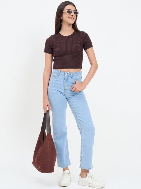 Madame Brown Knitted Crop Top