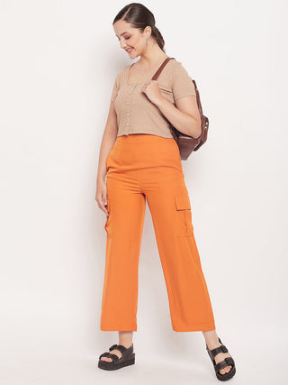 Madame Orange Zipped Cargo Pants