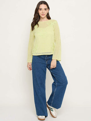 Madame Butter Yellow Lace Fabric Top