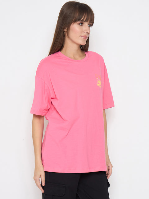 Madame Front and Back Graphic Print Pink T-shirt