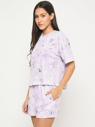 mSECRET Tie and Dye Top and Bottom Lavender Night Suit
