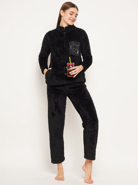 mSECRET Women Solid Black Nightsuit