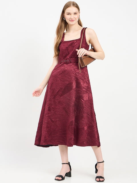 Madame Solid Maroon Dress