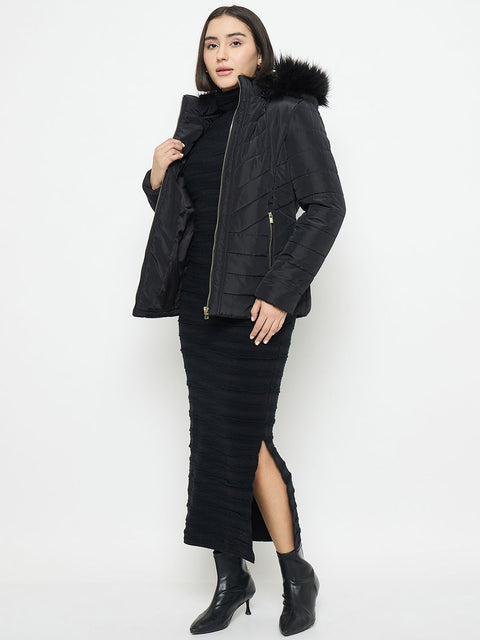 Madame Black Quilted Fur Jacket